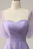 Cargar imagen en el visor de la galería, Vestido de Gradución Púrpura Fuera del Hombros Con Volantes