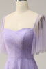 Cargar imagen en el visor de la galería, Vestido de Gradución Púrpura Fuera del Hombros Con Volantes