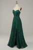 Cargar imagen en el visor de la galería, Encaje Verde Oscuro Vestido de Fiesta Tirantes de Espagueti
