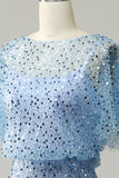 Vestido de Cóctel Lentejuelas Azul Gris