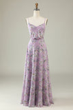 Vestido de Dama de Honor Boho Chiffon Flor Blanco Negro