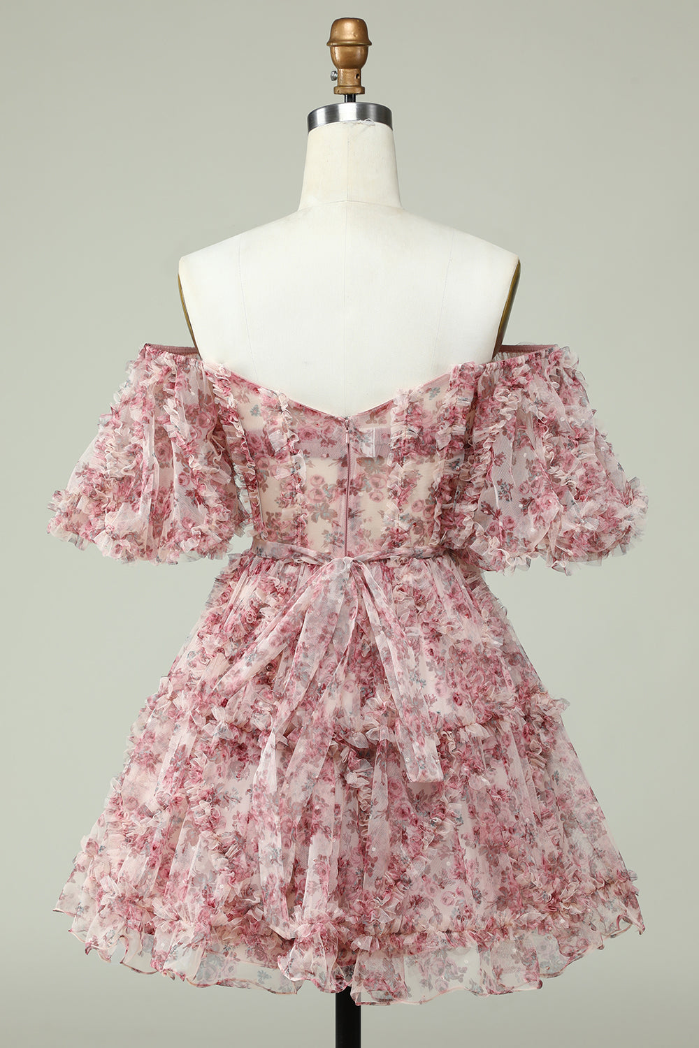 Vestido de bienvenida Off the Shoulder con estampado floral