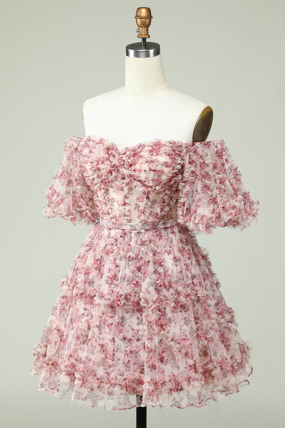 Vestido de bienvenida Off the Shoulder con estampado floral