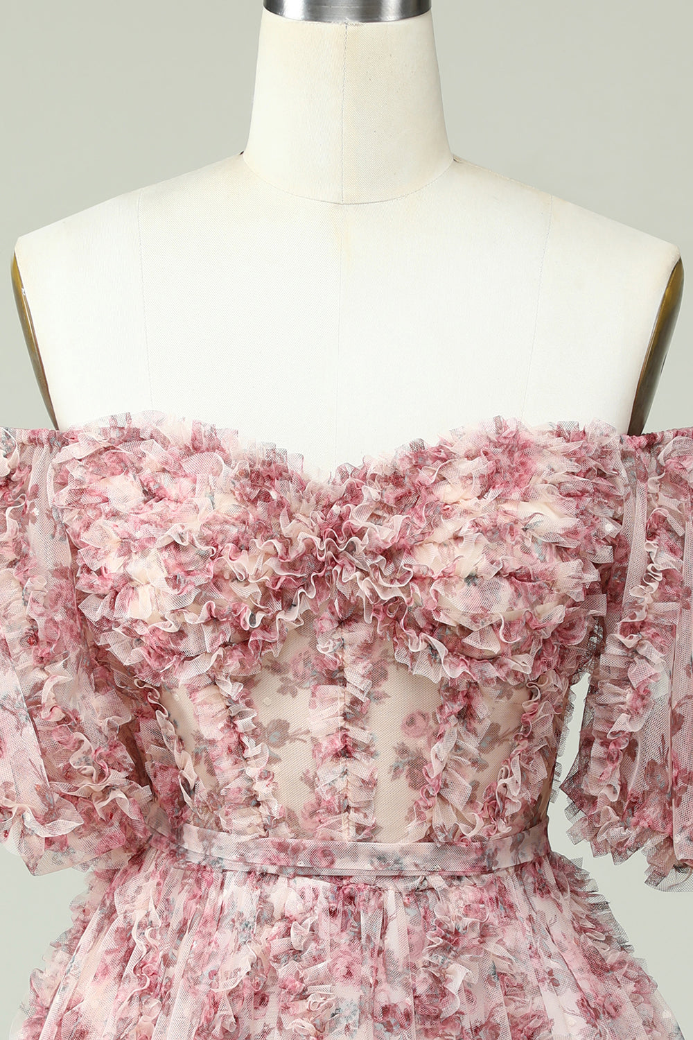 Vestido de bienvenida Off the Shoulder con estampado floral