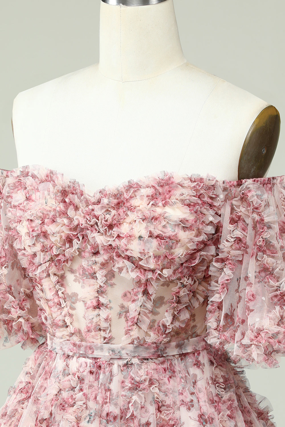 Vestido de bienvenida Off the Shoulder con estampado floral