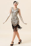 Flecos Lentejuelas Plata 1920s Gatsby Vestido Con Accesorios