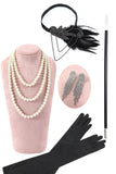 Flecos Negro Lentejuelas 1920s Gatsby Vestido Con Conjunto de Accesorios
