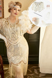 Albaricoque Talla Grande 1920s Vestido con 20s Acessories Set