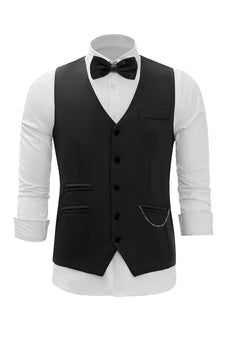 Chaleco de hombre de cadena negra con conjunto de accesorios de 5 piezas