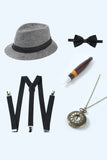 Chaleco de hombre de cadena negra con conjunto de accesorios de 5 piezas