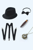 Chaleco negro a rayas para hombre con conjunto de accesorios de 5 piezas