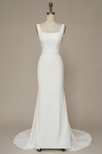Vestido de novia de cuello cuadrado sirena