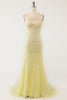Cargar imagen en el visor de la galería, Yellow Mermaid Long Prom Dress con apliques