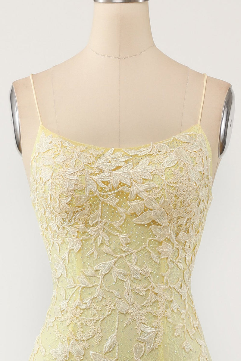 Cargar imagen en el visor de la galería, Yellow Mermaid Long Prom Dress con apliques