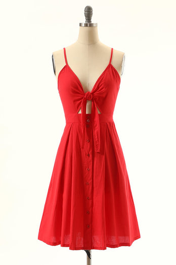 Rojo correas del vestido del verano informal