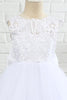 Cargar imagen en el visor de la galería, Vestido blanco de niña de flores sin mangas con lazo