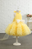 Vestido amarillo halter flower girl
