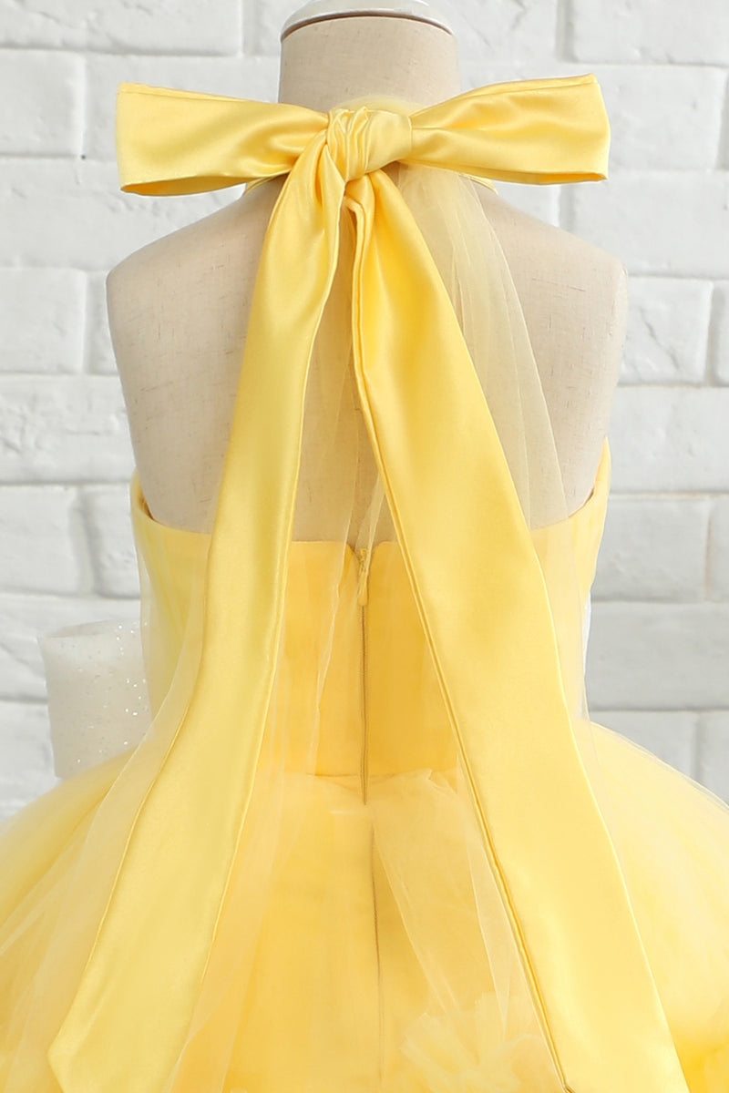 Cargar imagen en el visor de la galería, Vestido amarillo halter flower girl