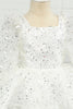 Cargar imagen en el visor de la galería, Ivory Sequins Flower Girl Vestido con Lazo