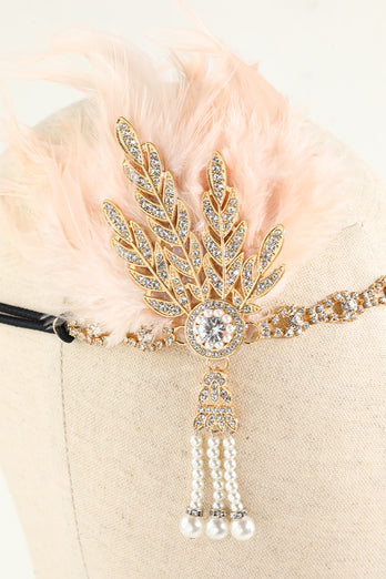 Diadema de plumas negras con cuentas de los años 20
