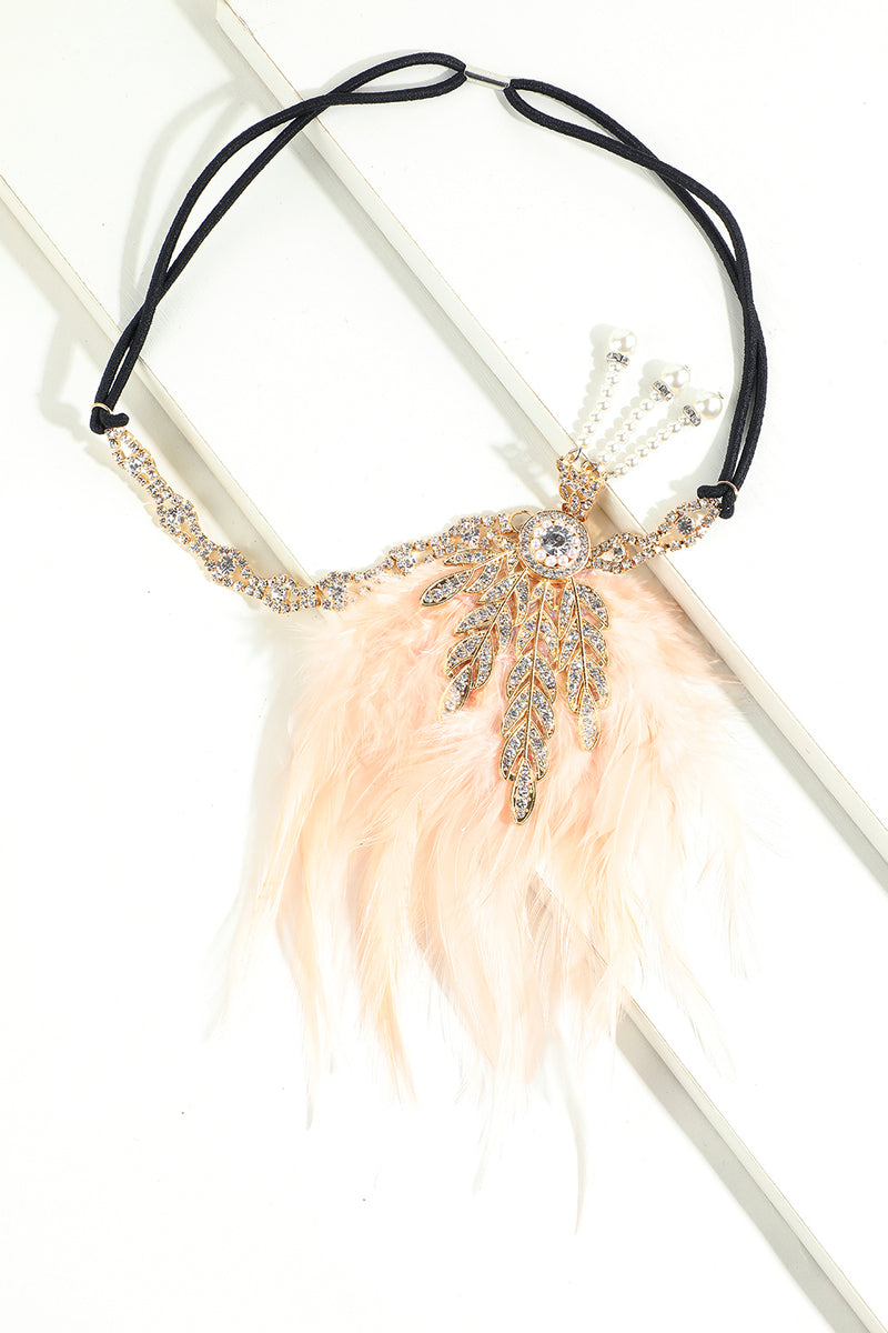 Cargar imagen en el visor de la galería, Diadema de plumas negras con cuentas de los años 20