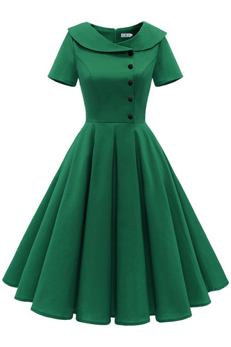 Vestido Verde Peterpans Collar Vintage 1950s