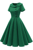 Vestido Verde Peterpans Collar Vintage 1950s