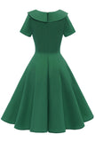 Vestido Verde Peterpans Collar Vintage 1950s