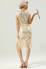 Cargar imagen en el visor de la galería, Dorado 1920s Flapper Vestido con Flecos