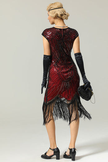Negro Gatsby 1920s Flapper Vestido