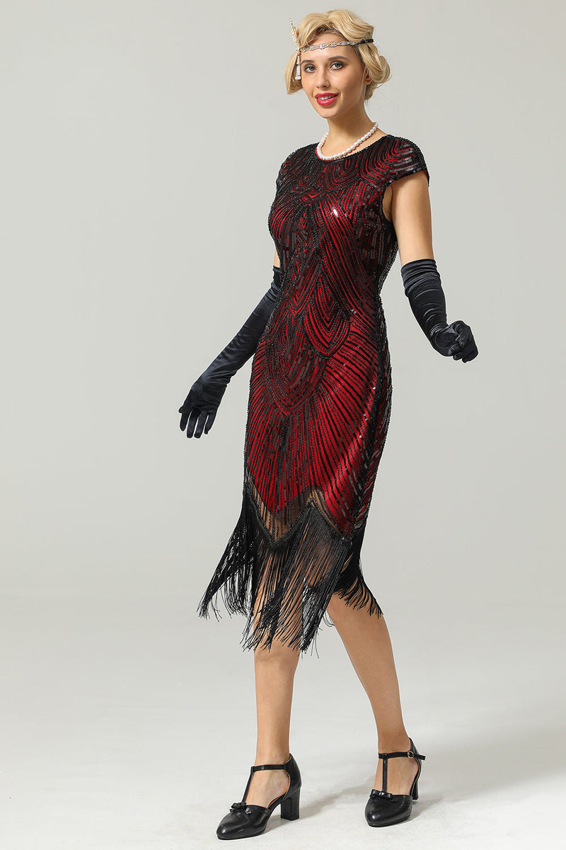 Cargar imagen en el visor de la galería, Negro Gatsby 1920s Flapper Vestido