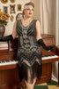 Cargar imagen en el visor de la galería, Negro Vestido 1920s Talla Grande Lentejuelas Vestido de Flapper