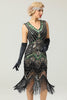 Cargar imagen en el visor de la galería, Rojo y Negro 1920s Vestido con Flecos