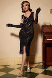 1920s Vestido negro de lentejuelas