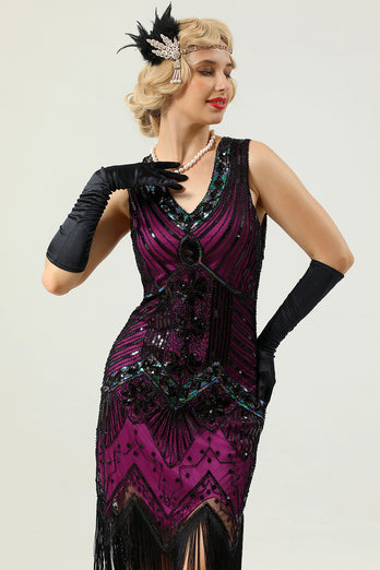Vestido gatsby sin mangas de la década de 1920