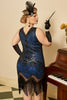 Cargar imagen en el visor de la galería, Lentejuelas Royal Azul Talla grande 1920s Vestido de Flapper