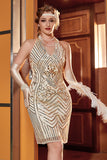 Vestido de oro V cuello Gatsby