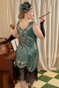 Cargar imagen en el visor de la galería, Talla Grande Verde 1920s Vestido de lentejuelas