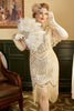 Cargar imagen en el visor de la galería, Lentejuelas albaricoque Talla Grande 1920s Vestido de Flapper con flecos