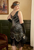 Cargar imagen en el visor de la galería, Lentejuelas Negro Talla Grande Vestido de 1920s Flapper con Flecos