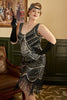 Cargar imagen en el visor de la galería, Lentejuelas Negro Talla Grande Vestido de 1920s Flapper con Flecos
