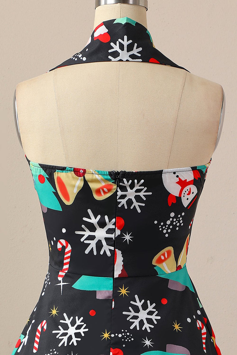 Cargar imagen en el visor de la galería, Retro Halter vestido de fiesta de Navidad