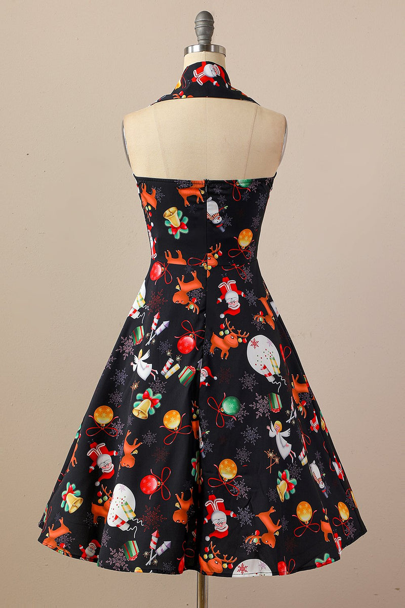 Cargar imagen en el visor de la galería, Retro Halter vestido de fiesta de Navidad