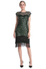 Cargar imagen en el visor de la galería, Vestido de lentejuelas verde oscuro de la década de 1920