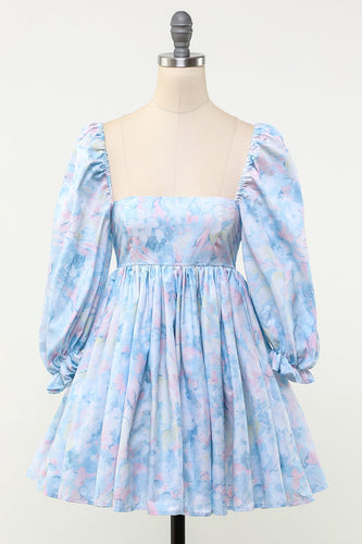 Vestido de babydoll floral azul
