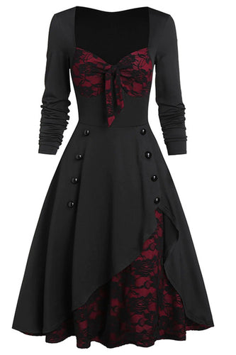 Vestido de Halloween vintage negro y burdeos