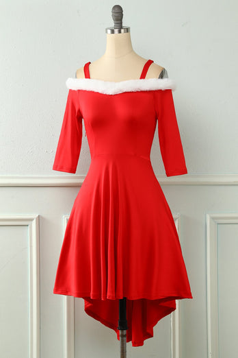 Vestido de Navidad Rojo Off the Shoulder
