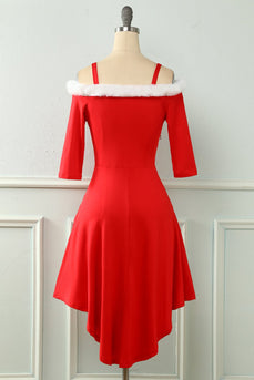 Vestido de Navidad Rojo Off the Shoulder