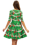 Vestido Vintage de Navidad con Estampado Verde