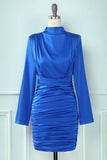 Royal Blue High Neck Bodycon Vestido de cóctel